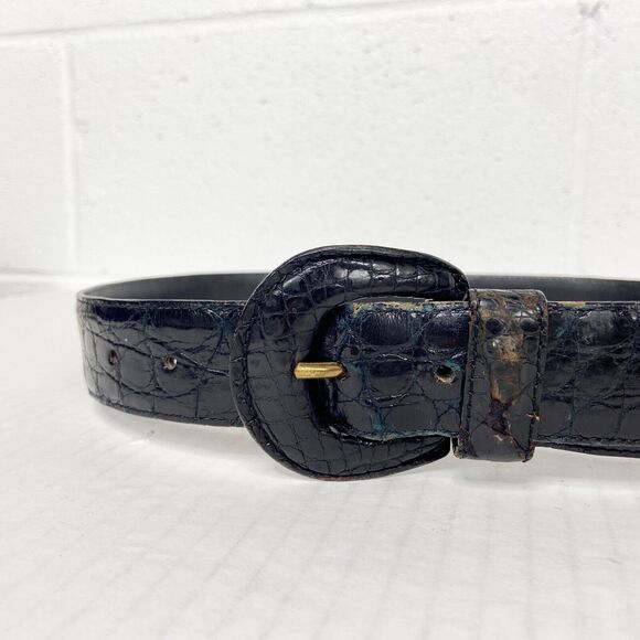 Alcott & Andrews Vintage Ladies Belt Black Alligator Leather Womens - Picture 4 of 11
